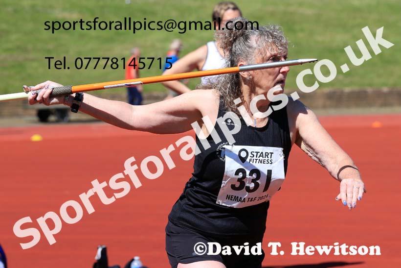 Womens javelin, 2024 NE Masters Track and Field Champs., Monkton Stadium, Jarrow.  Photo: David T. Hewitson/Sports for All Pics